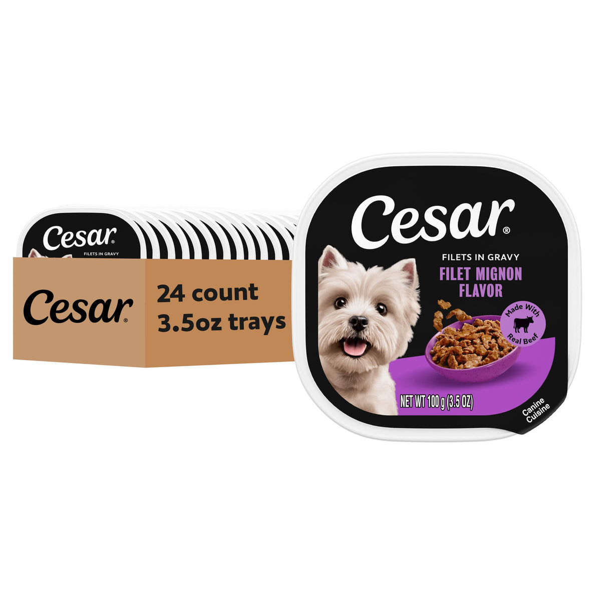 Cesar Filets in Gravy tray featuring filet mignon ideal for a tasty everyday meal