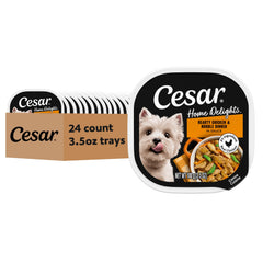 Cesar Home Delights tray front with protein-packed chicken and noodles.