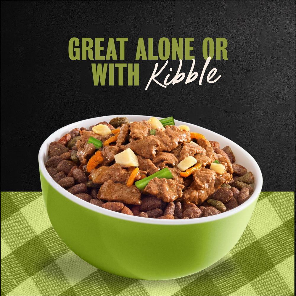 Soft texture makes mealtime enjoyable for adult dogs.