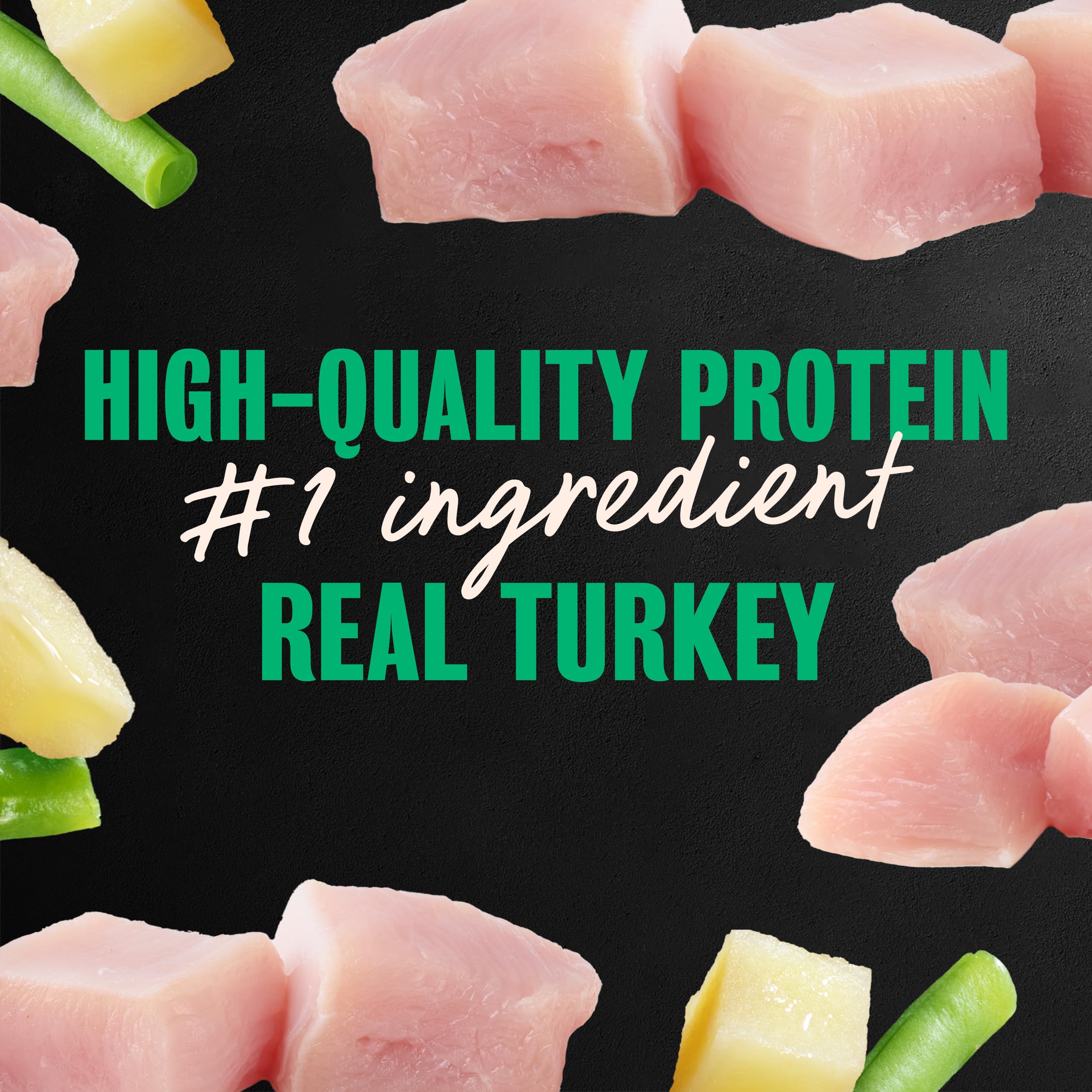 Cesar Home Delights turkey with green beans and potatoes in sauce.