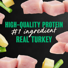 Cesar Home Delights turkey with green beans and potatoes in sauce.