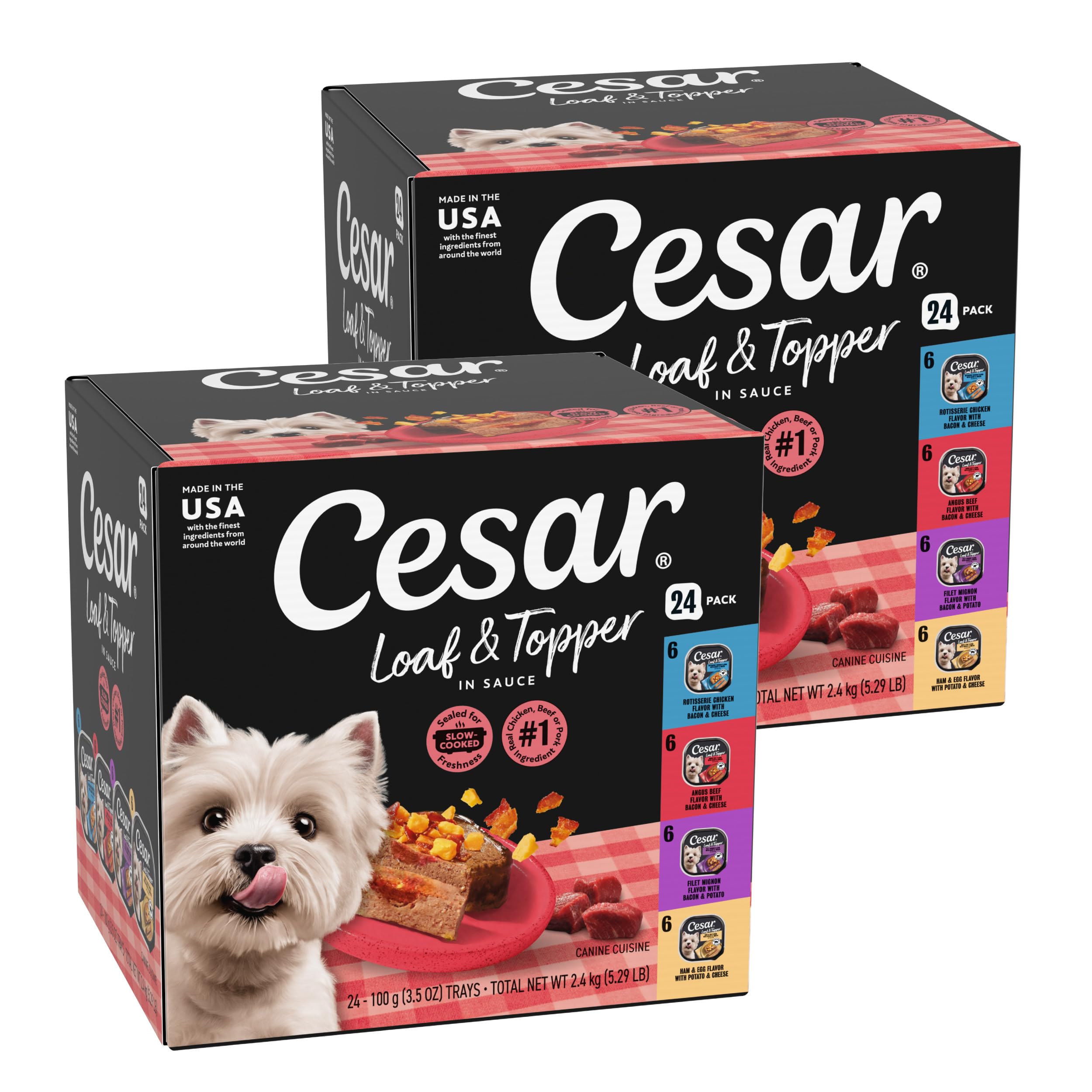 Cesar Loaf in Sauce Rotisserie Chicken tray with real meat for dogs