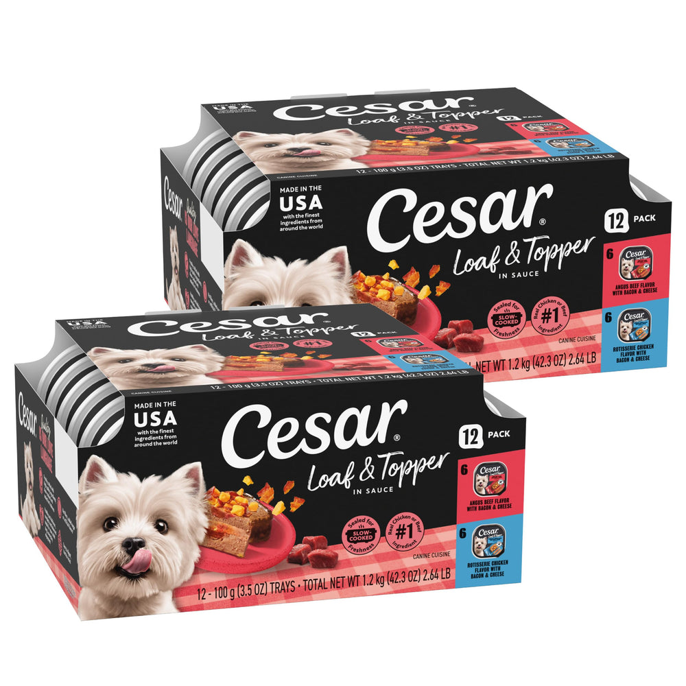 Cesar Loaf Topper Bacon Feast rotisserie chicken tray with protein-rich flavor.