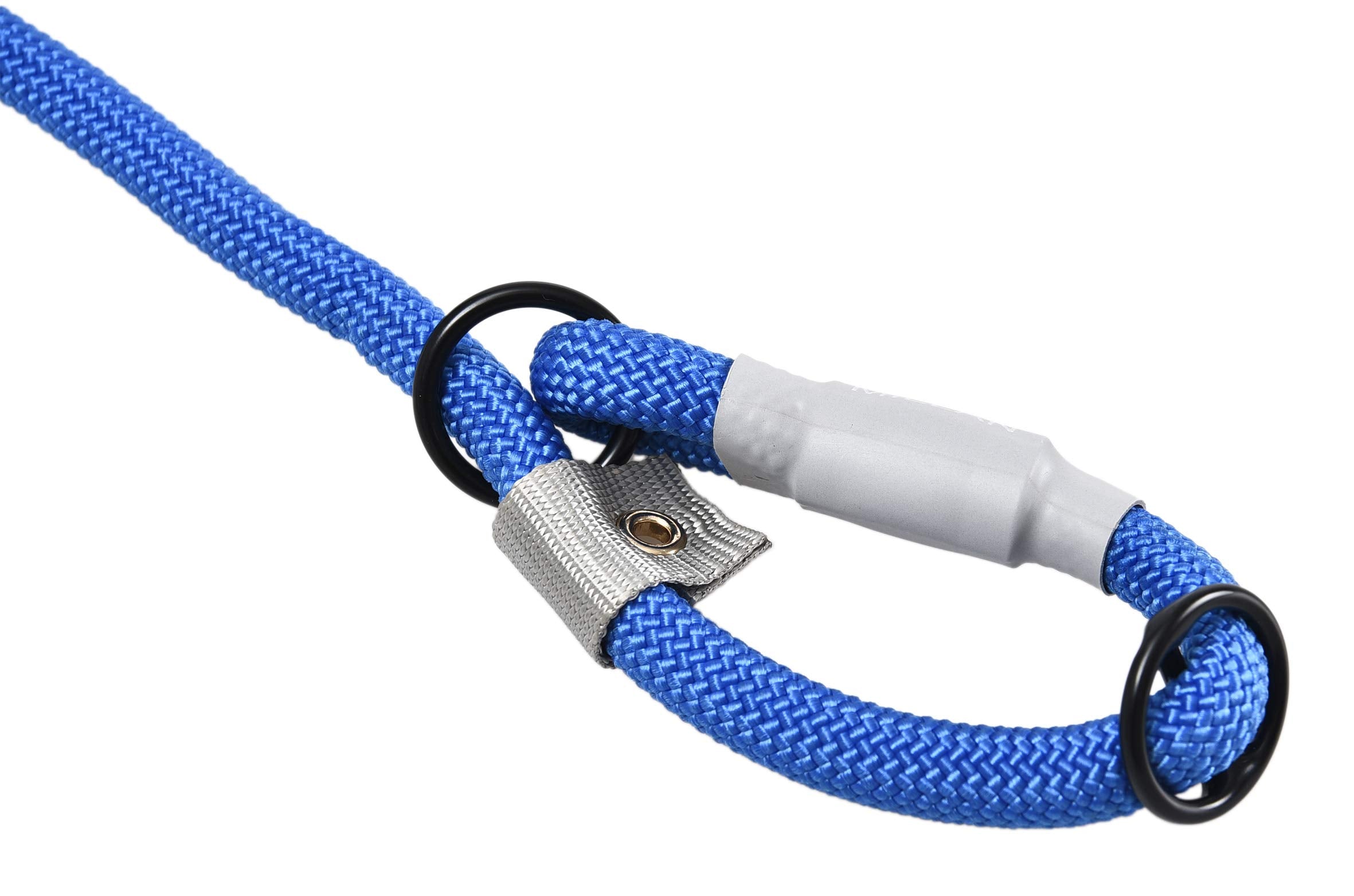 Close-up of Cesar Millan anti-choking lock tab on the collar for safety