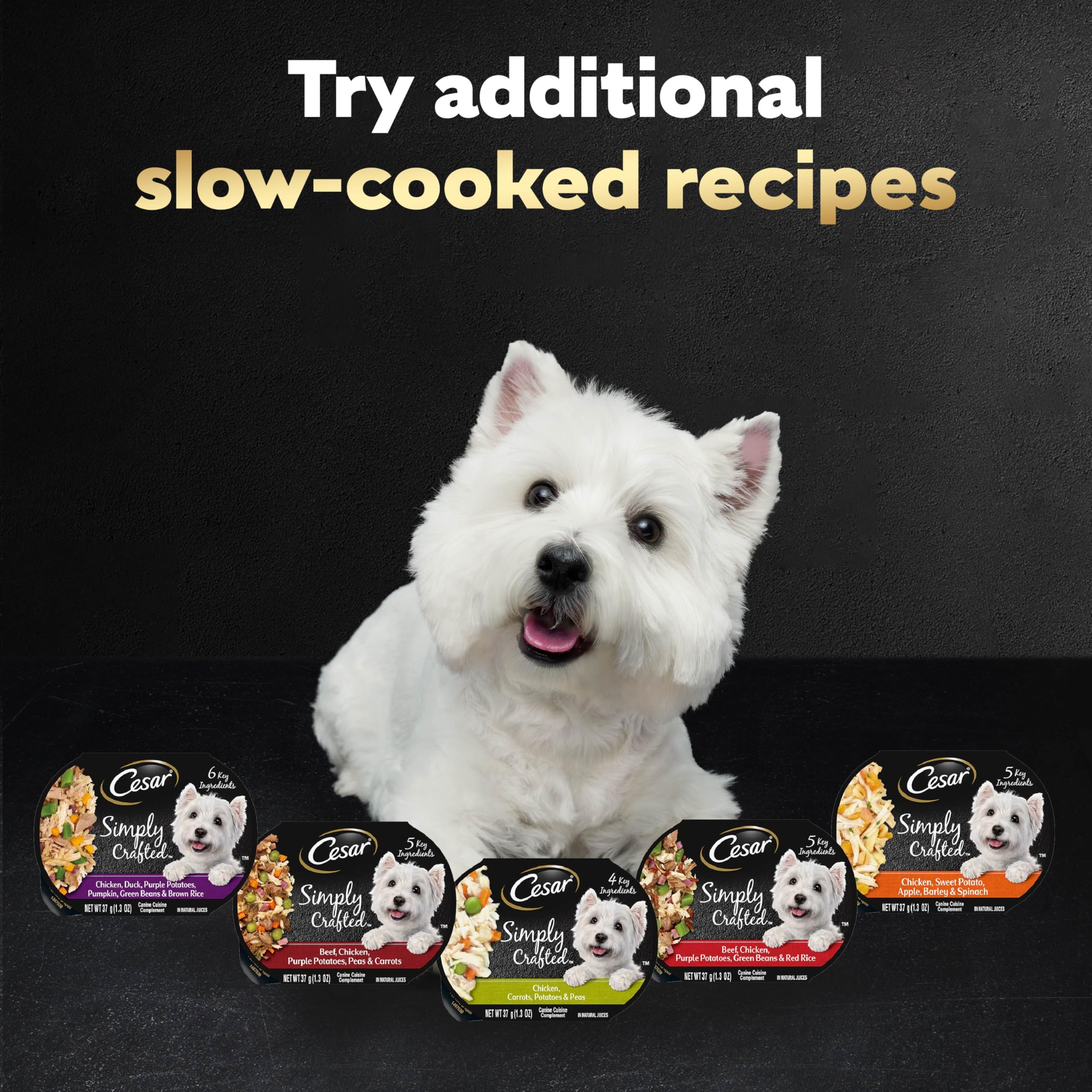 Cesar Simply Crafted premium real-meat topper for dogs.