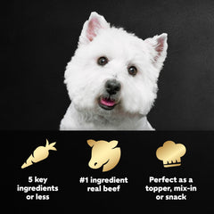 Cesar Simply Crafted purple-potatoes-peas-carrots tub elevates kibble flavor.