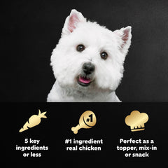 Cesar Simply Crafted toppers added to dry kibble to boost flavor and aroma.