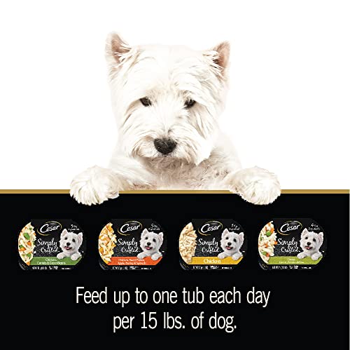 Front of Cesar Simply Crafted variety-pack packaging at a glance.