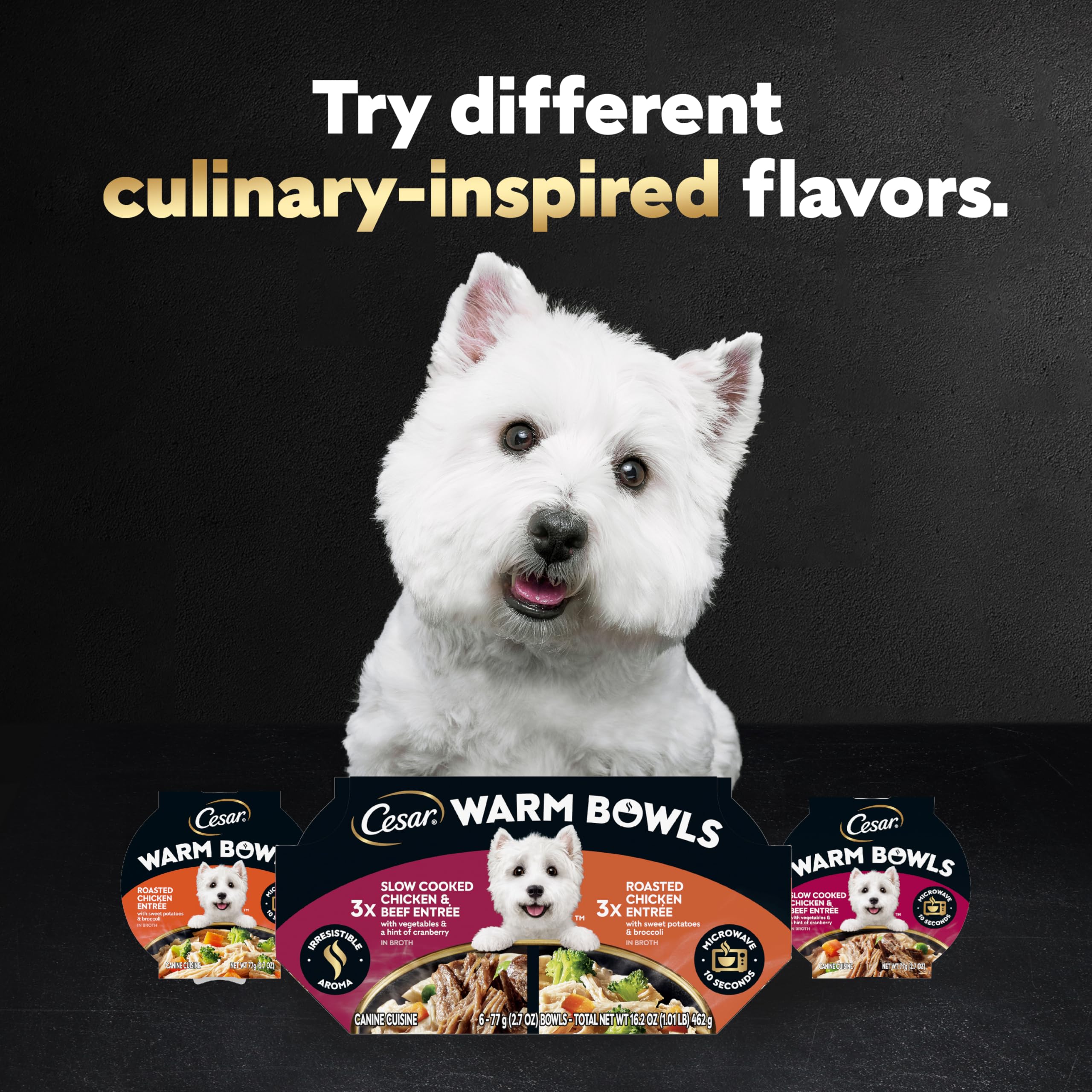 Cesar Warm Bowls served with vegetables enhances color and texture at mealtime.