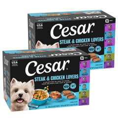 Cesar Steak & Chicken Lovers tray front with real beef flavor for tasty meals