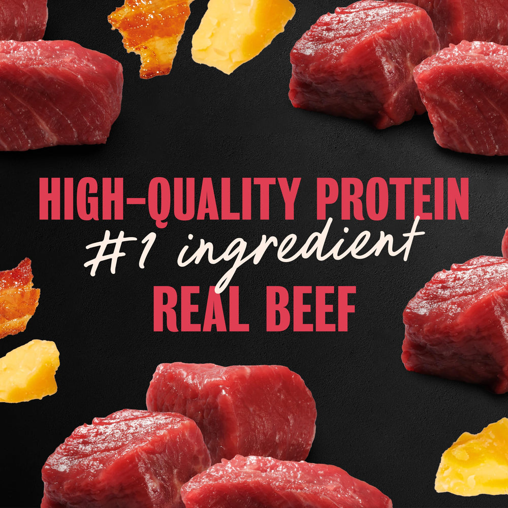 Cesar wet dog food in USA-made recipe using high-quality ingredients.