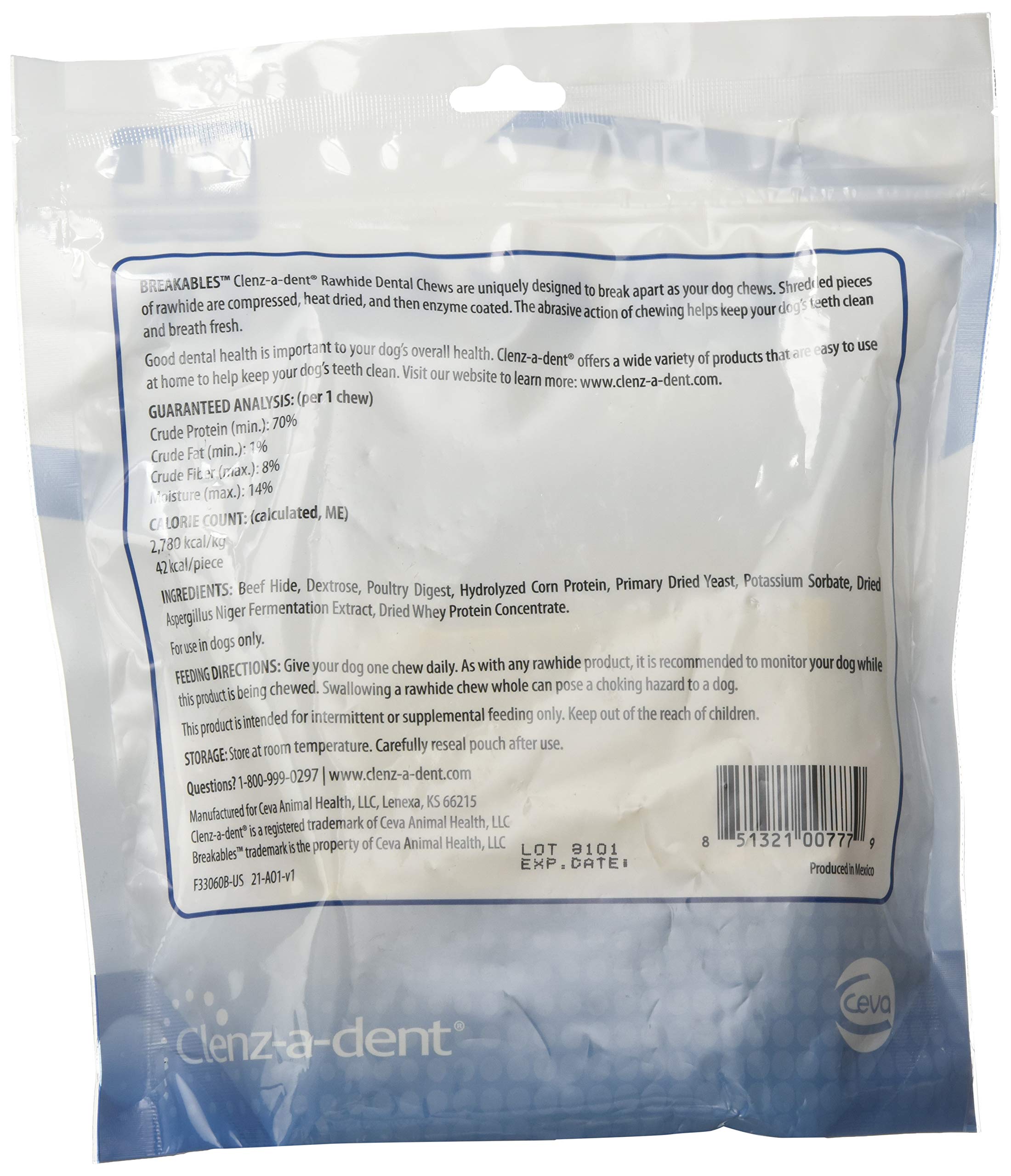 Ceva Breakables dual-enzyme coating chew supports fresh breath during chewing.