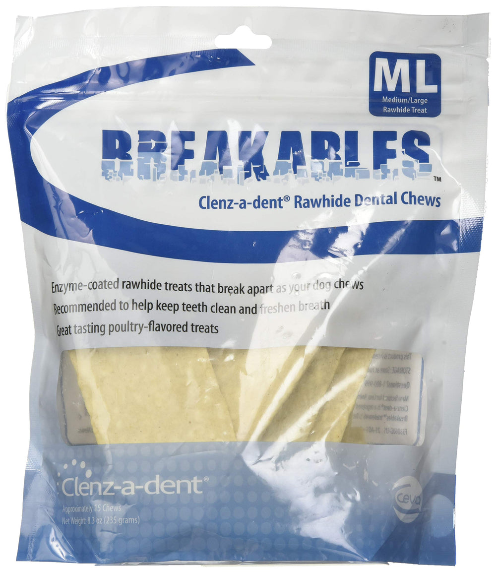 Ceva Breakables rawhide breakable sticks for dogs 11-50 lb; gentle chewing option.