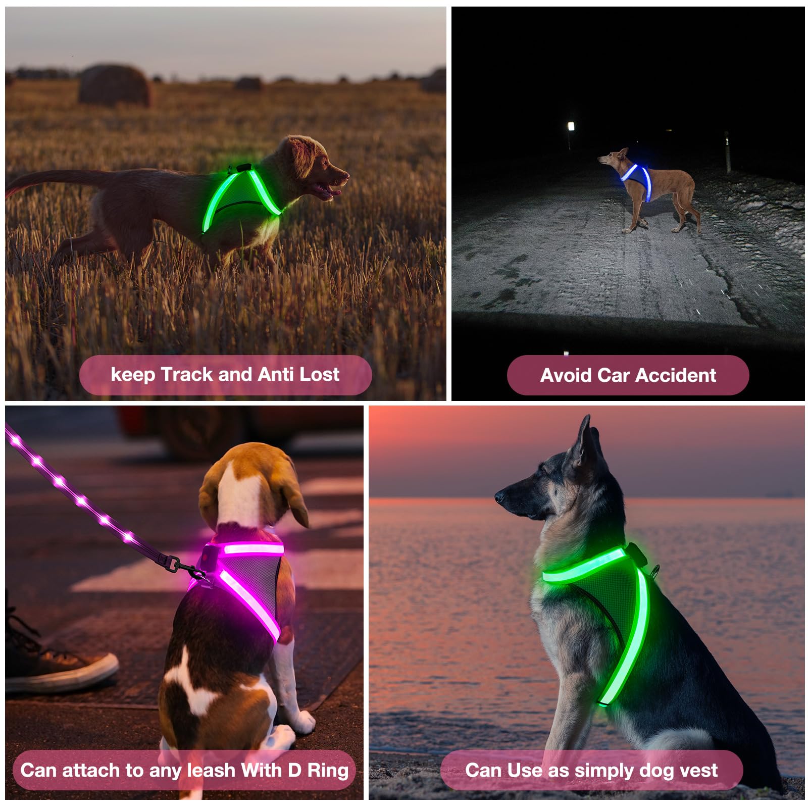ChalkLit pink glow harness increases driver awareness during night walking