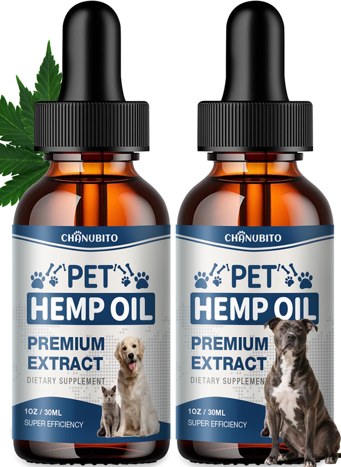 CHANUBITO hemp oil for pets bottle closeup, highlighting premium quality and natural ingredients