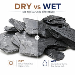 Natural slate stones for paludarium setups and natural water-edge features.