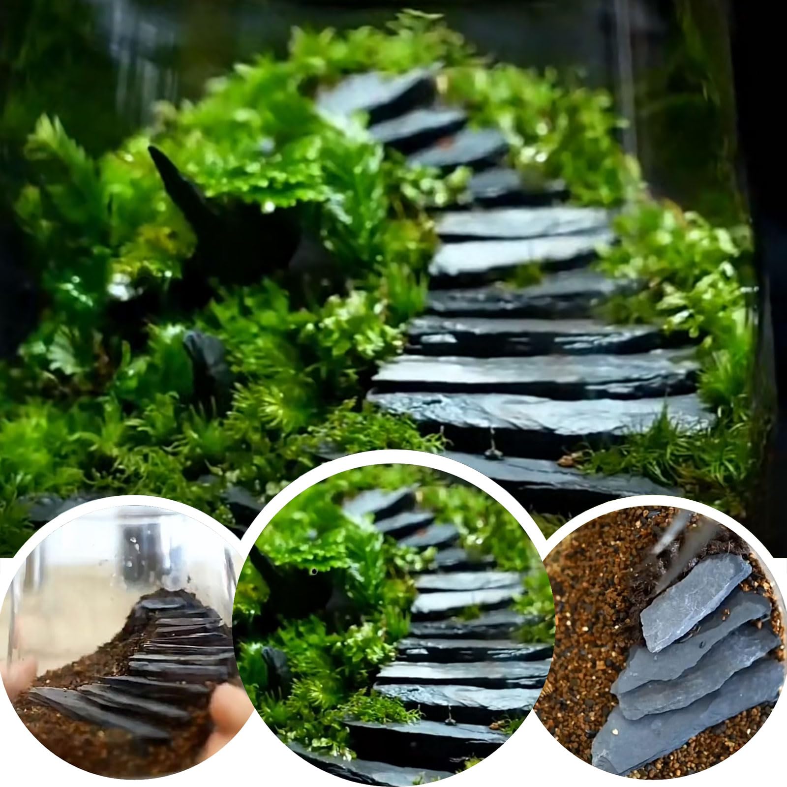 Reptile enclosures gain secure basking spots with these slate stones.