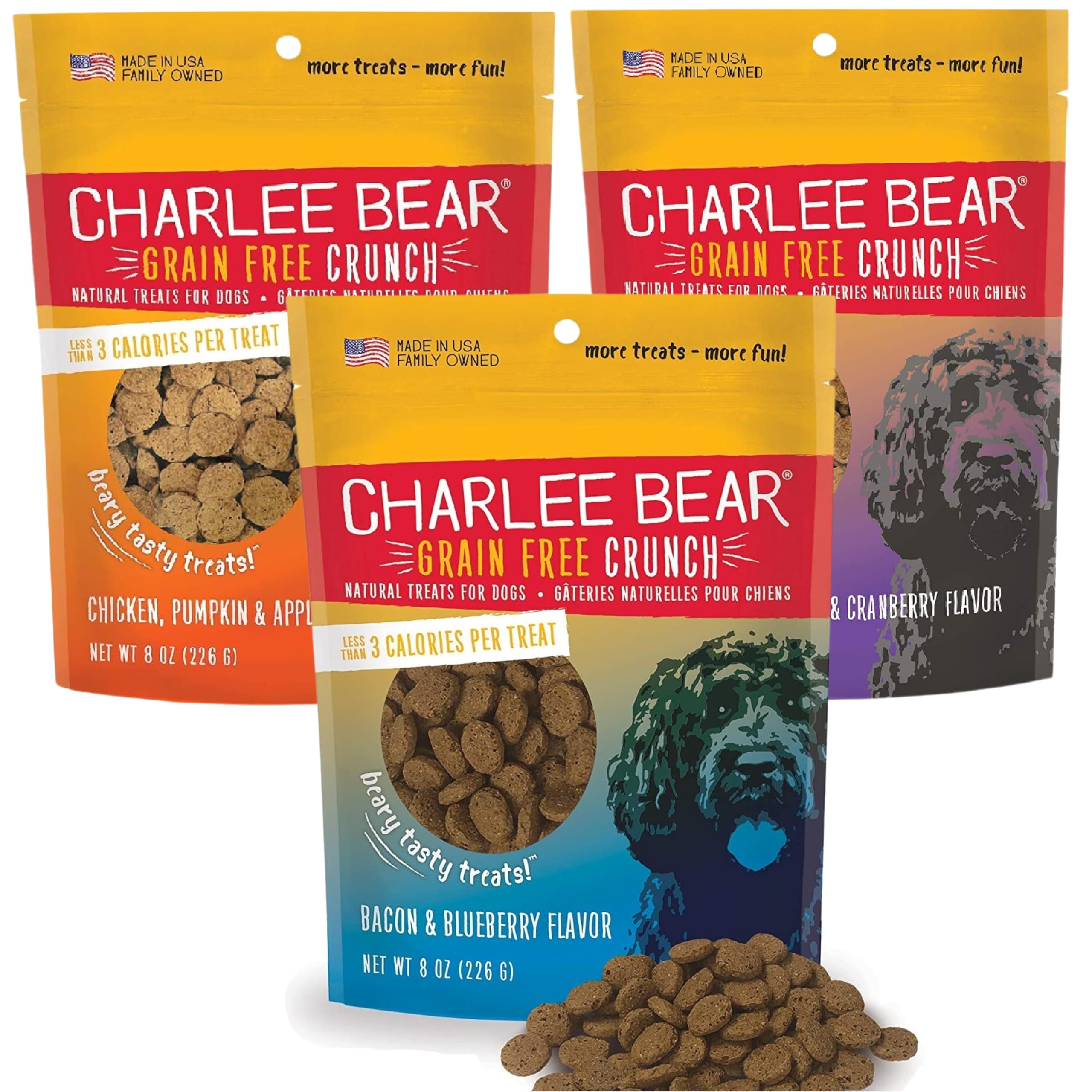 Charlee Bear Crunchy Training Treats, 3 kcal per bite, ideal for frequent rewards