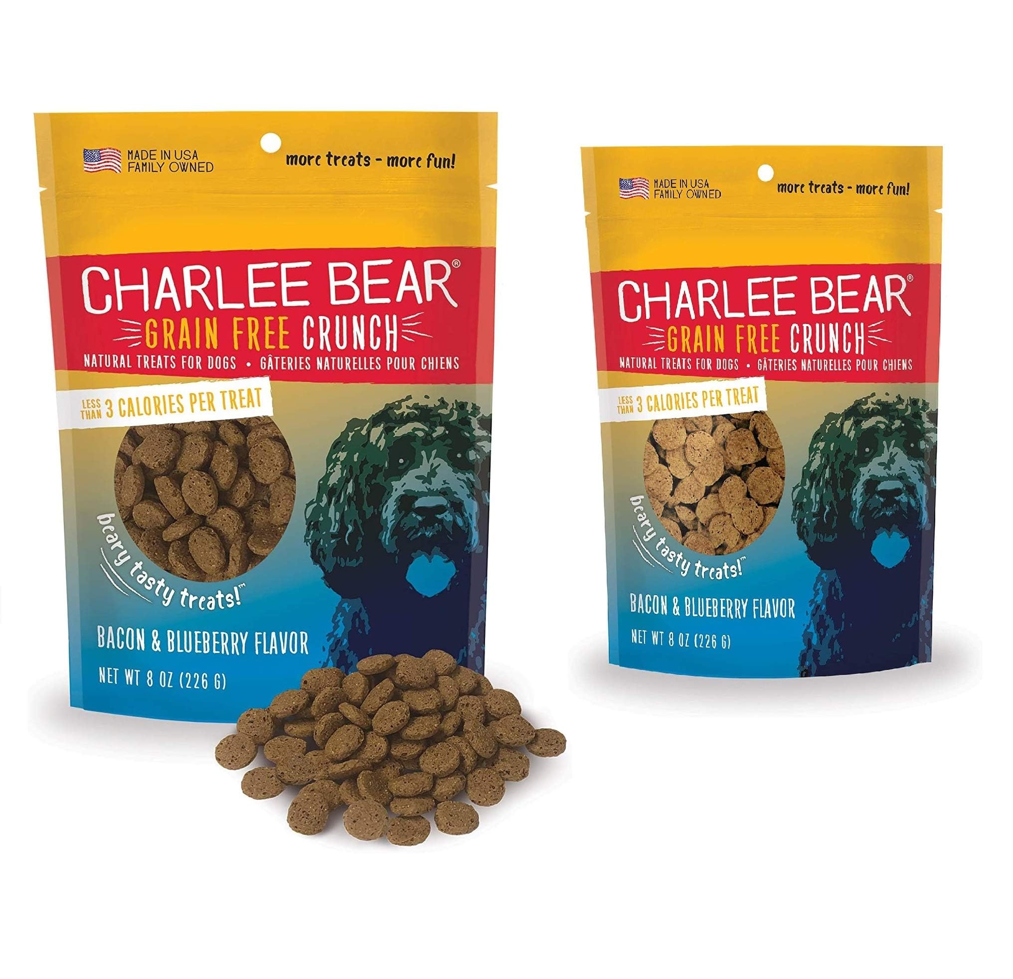 Charlee Bear bacon blueberry crunchy treats for training rewards