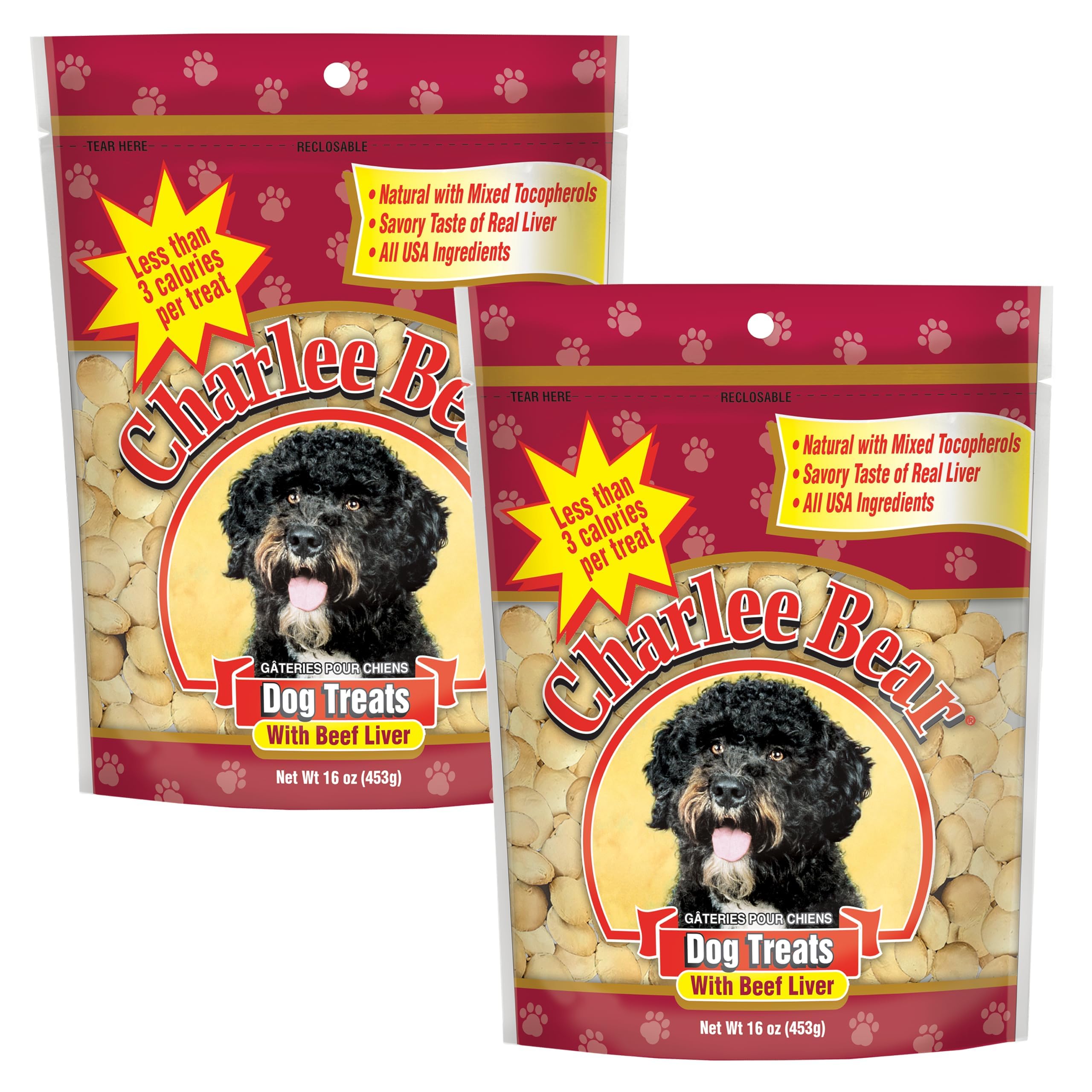 Charlee Bear Original Crunch beef liver close-up showing tasty, low-calorie rewards for training