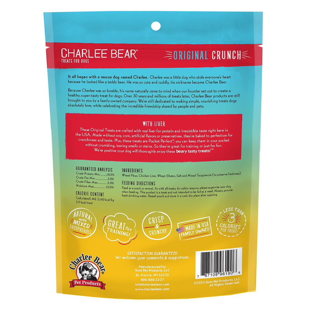 Charlee Bear Original Crunch Liver treats close-up showing real liver flavor