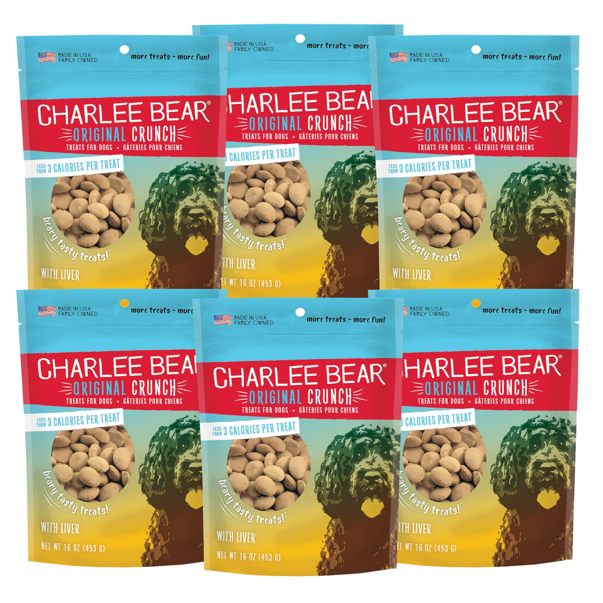 Charlee Bear Original Crunch Liver treats in a resealable pack for trainers