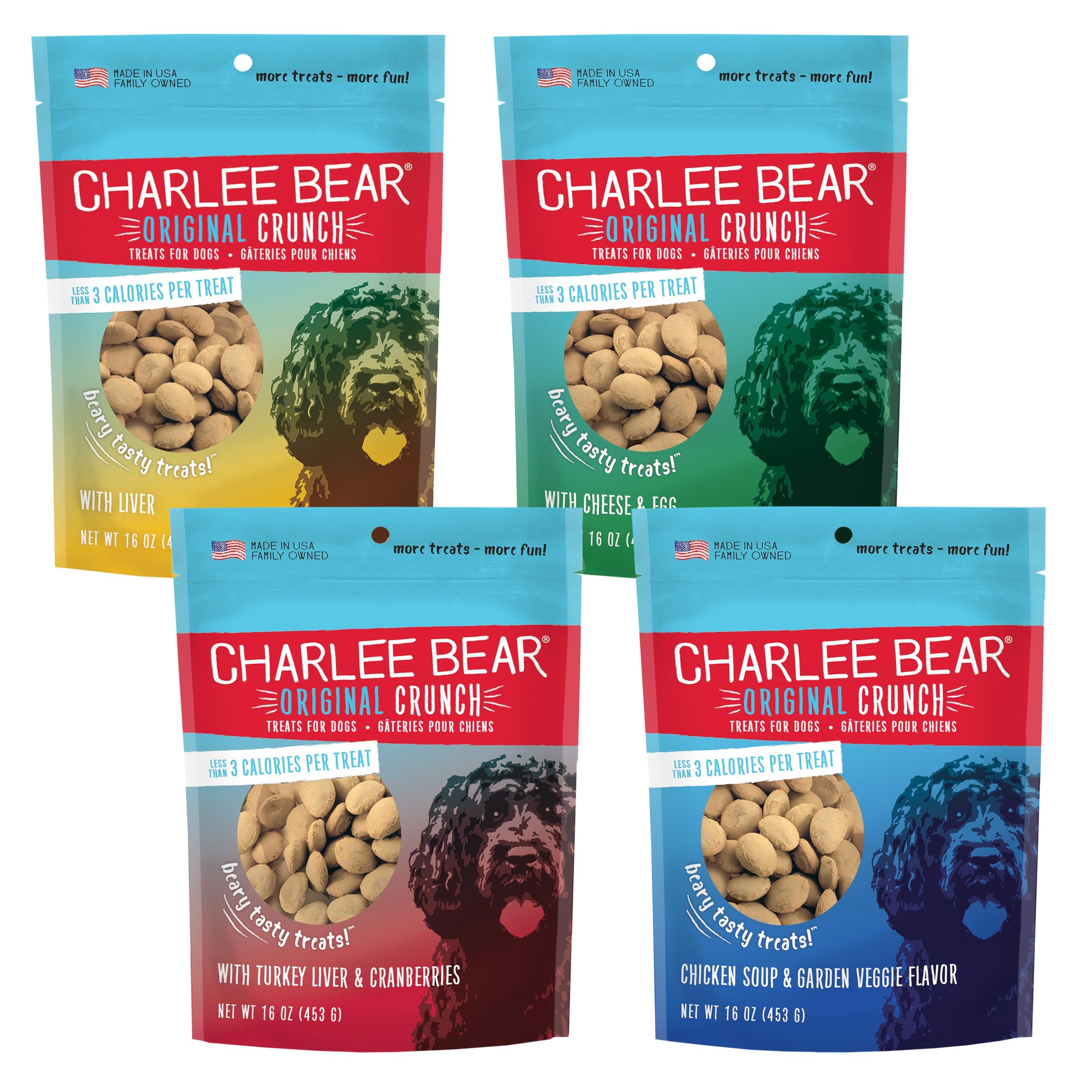 Charlee Bear Original Crunch treats pack front label for training rewards.