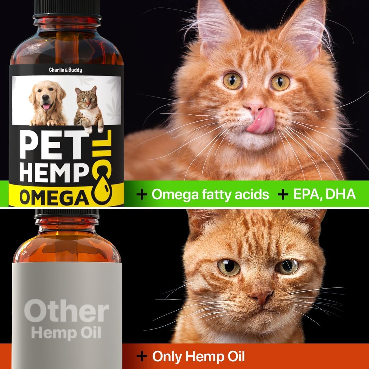 CHARLIE & BUDDY pet-skin-moisture balanced omega blend for healthy skin.