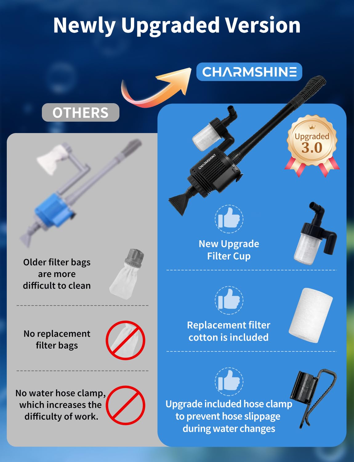Charmshine hose clamp provides secure seals during maintenance.