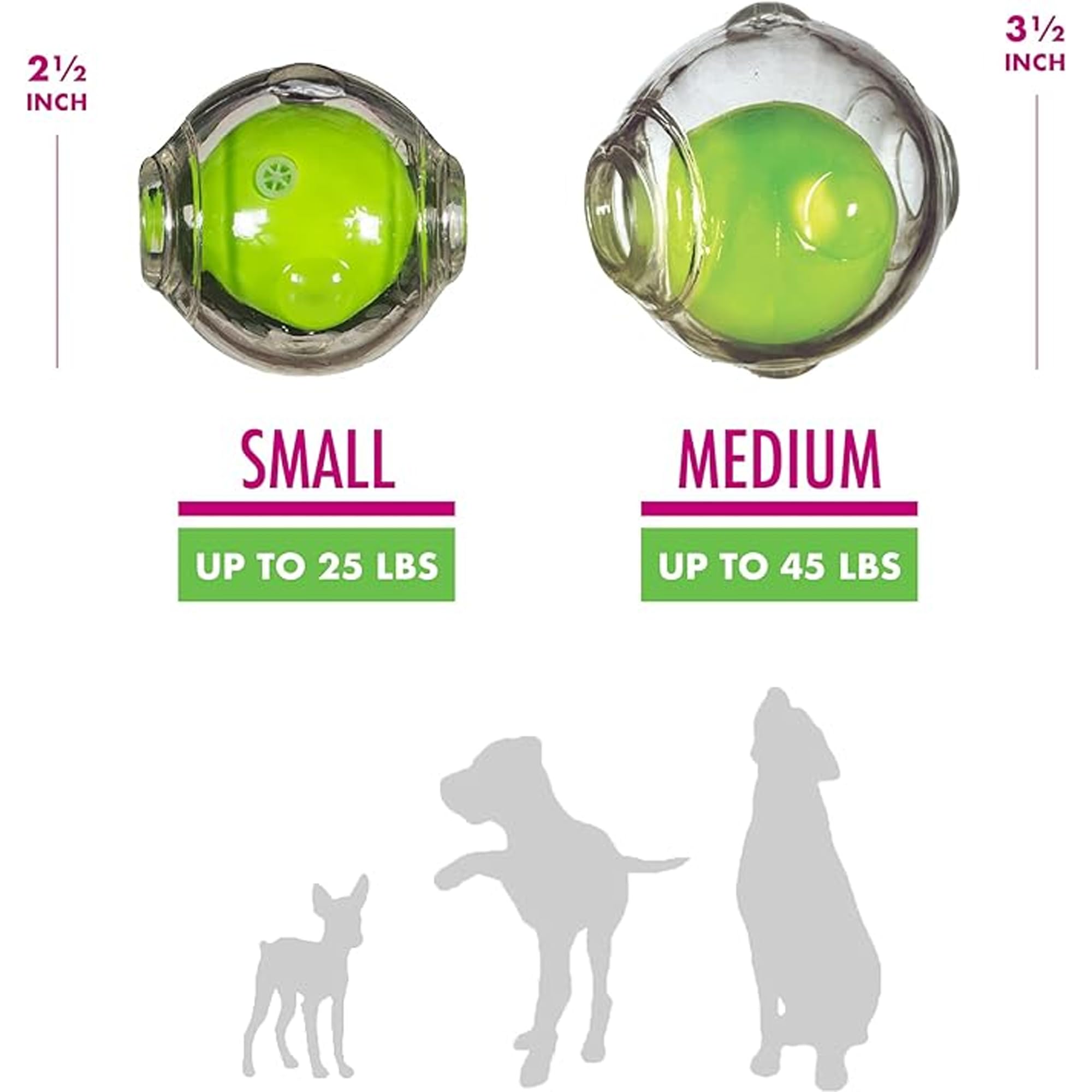 Chase 'n Chomp squeaker ball 3.5 inches in green for interactive chew