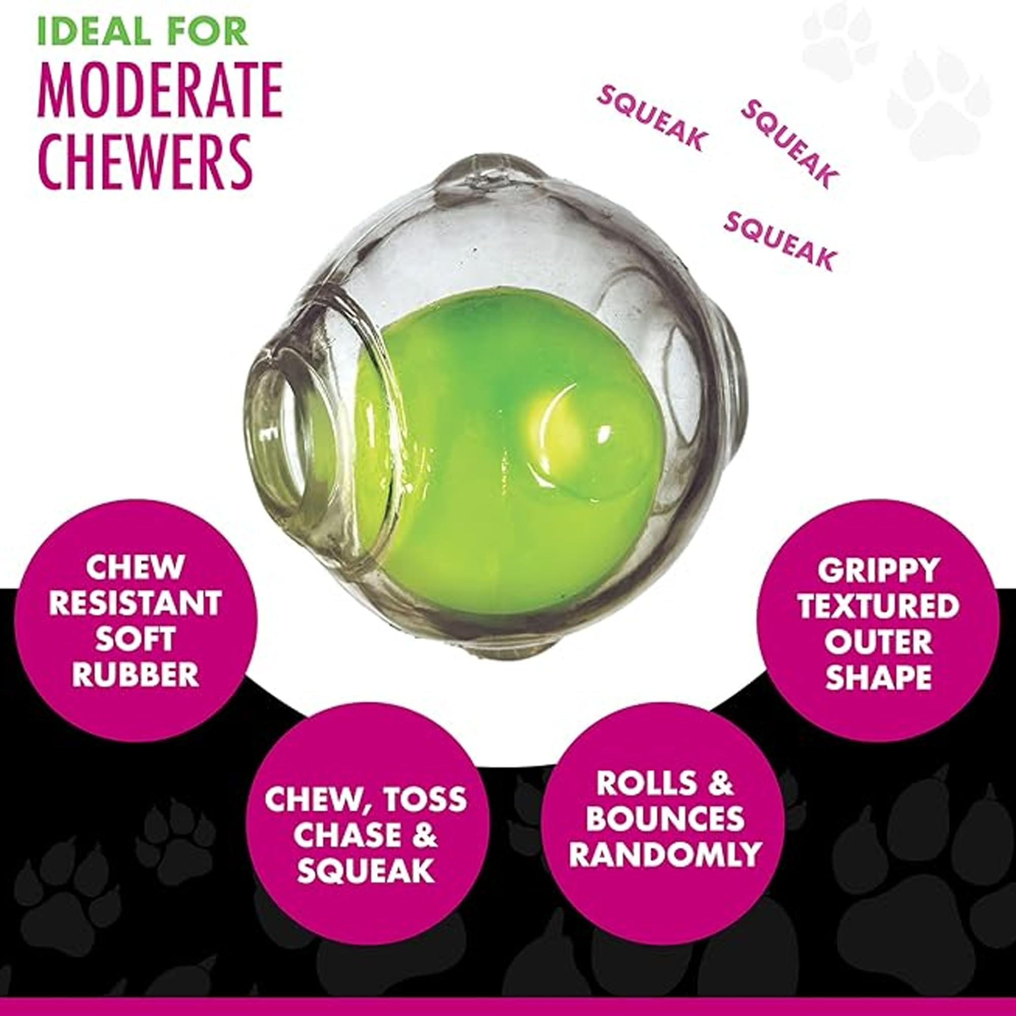 Chase 'n Chomp textured ball exterior enhances grip during toss and chase