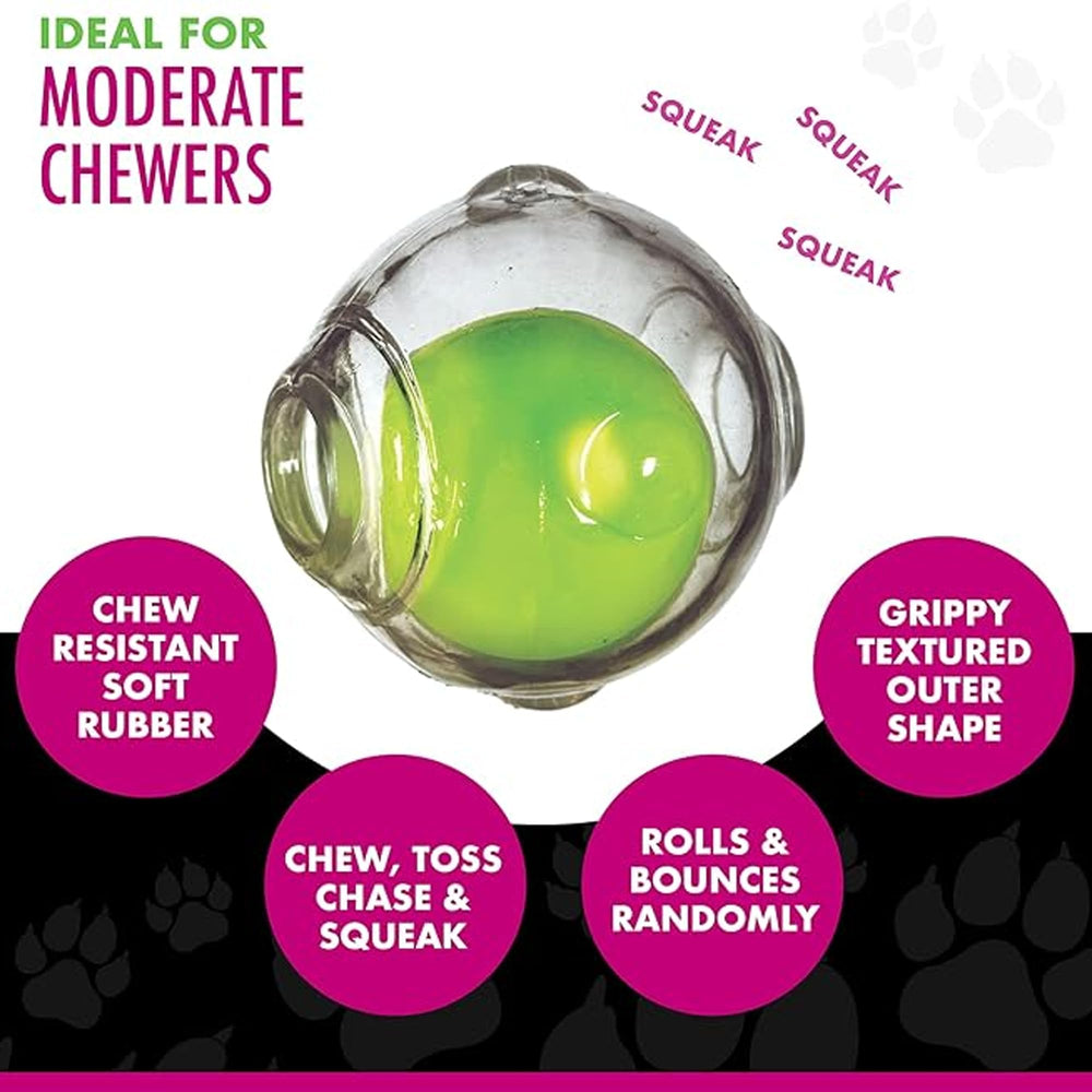 Chase 'n Chomp textured ball exterior enhances grip during toss and chase