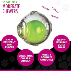 Chase 'n Chomp textured ball exterior enhances grip during toss and chase