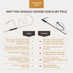 Chasing Tails Flirt Pole with 70-inch adjustable rope in use.