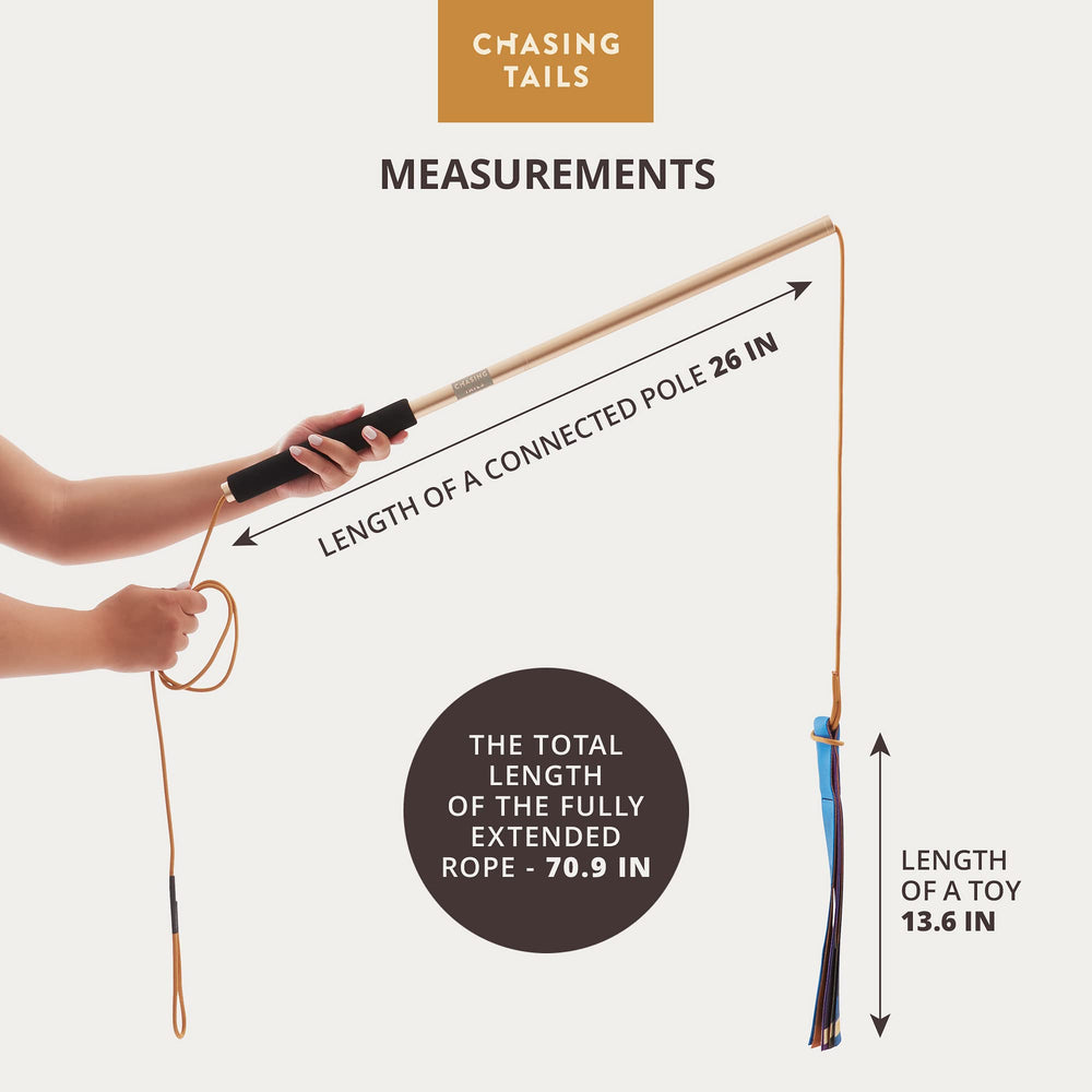 Chasing Tails Flirt Pole adjustable rope length for versatile play.