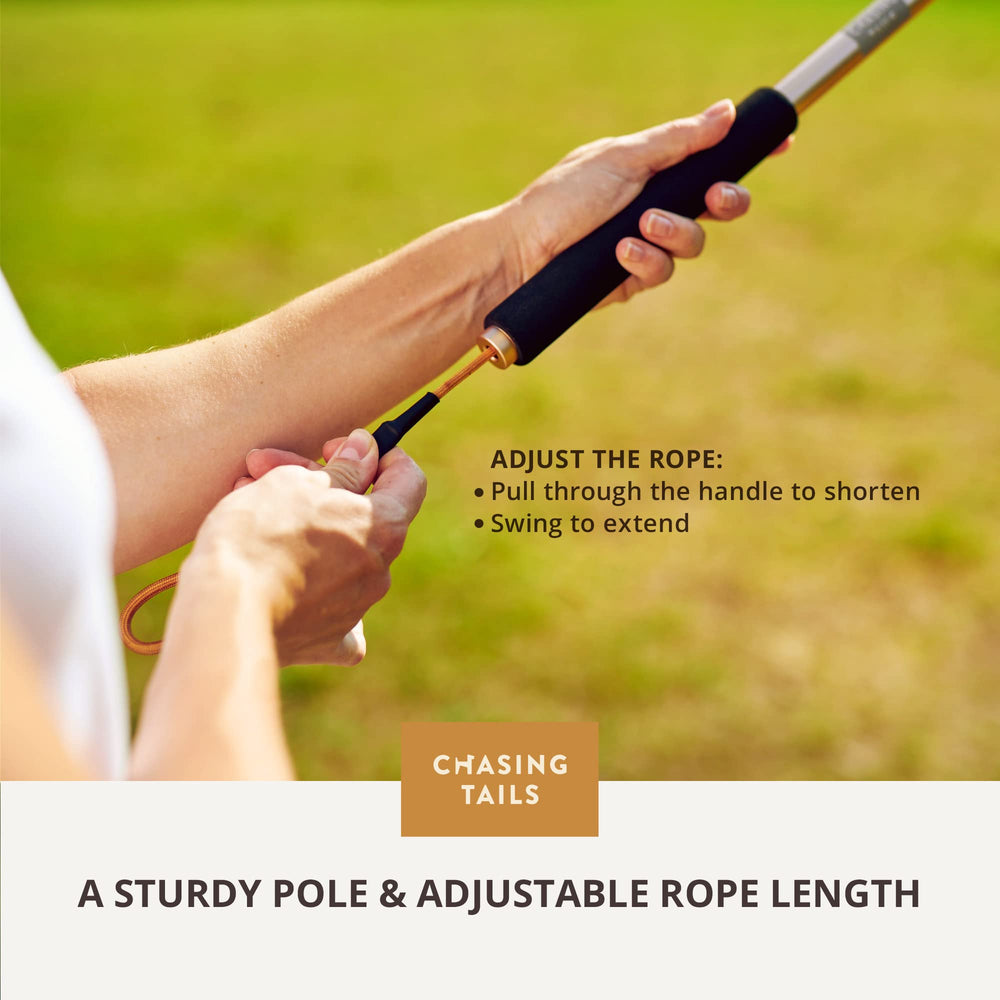 Chasing Tails Flirt Pole comes with carrying bag for transport.