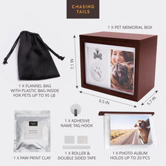 Chasing Tails pet urns with magnetic lid, secure storage and easy access.
