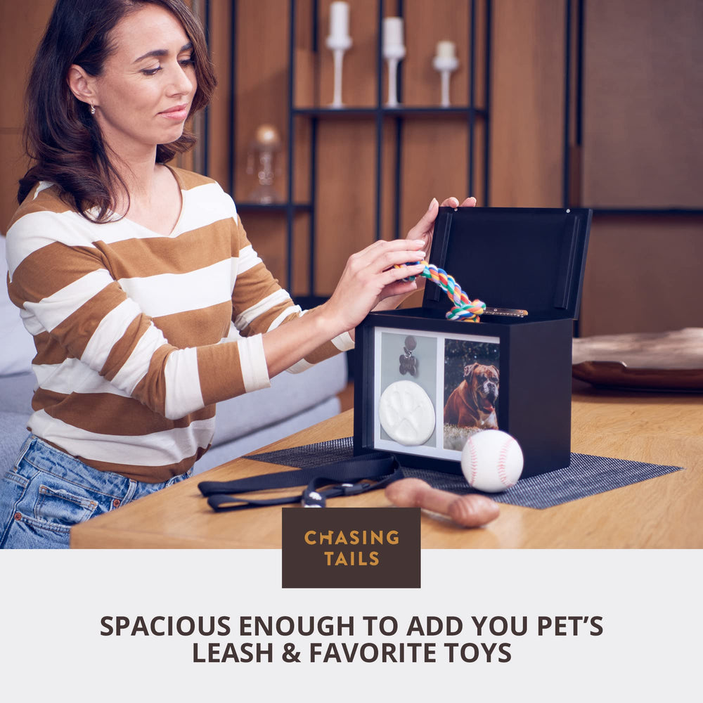 Chasing Tails urns photo book holds up to twenty 5x7 memories.