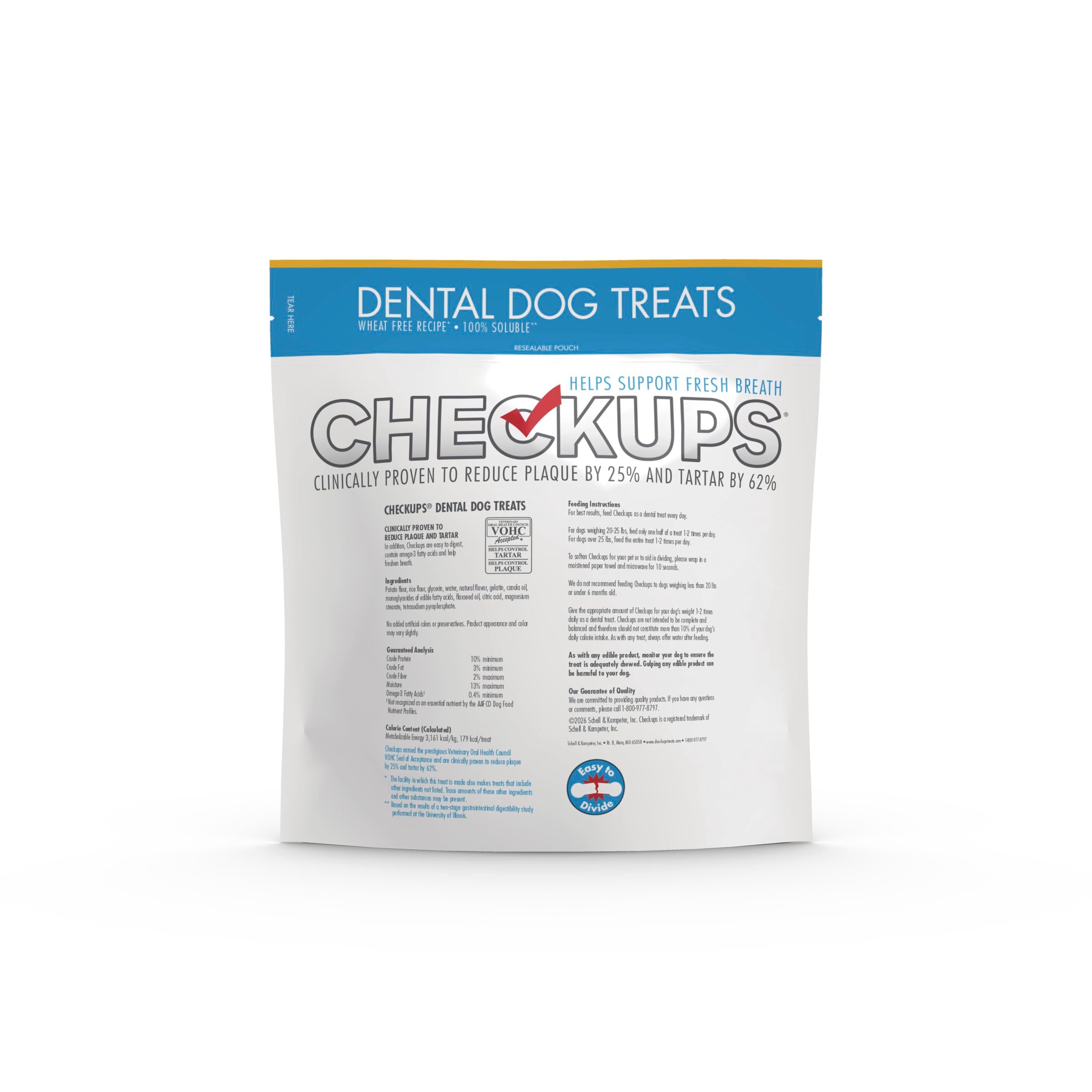 Checkups dental dog treats two-pack outer box for convenience