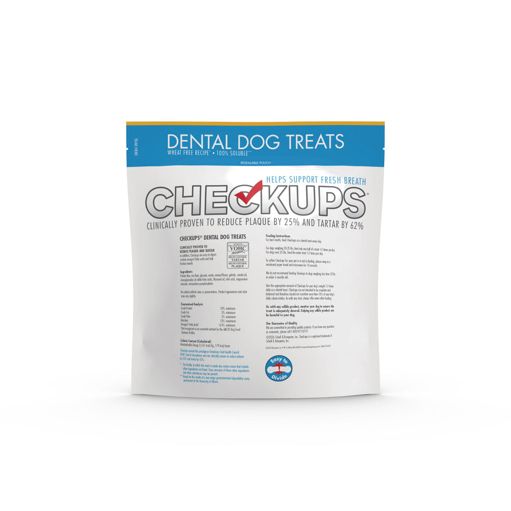 Checkups dental dog treats two-pack outer box for convenience