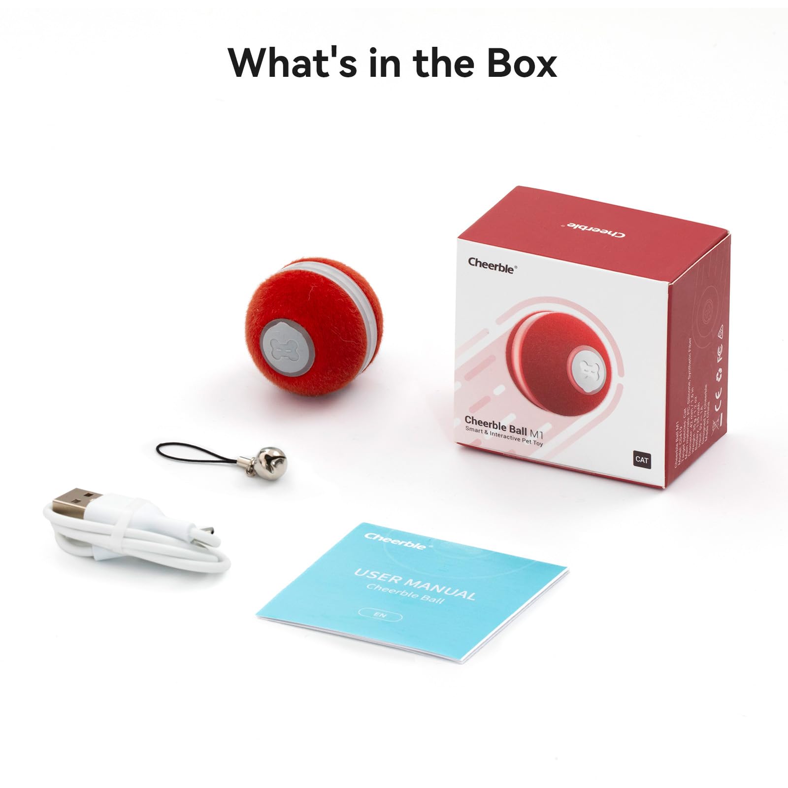 Cheerble ball can accommodate a bell to boost attraction and sound cues.
