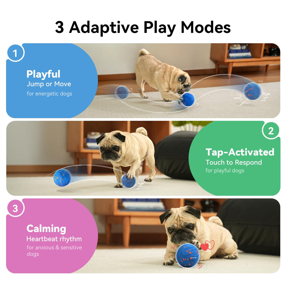 Cheerble Wicked Ball Air Neo tap-activated mode prompts instant dog interaction