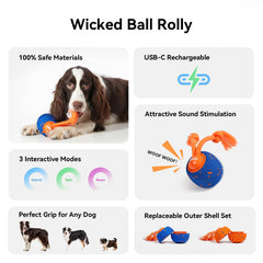Cheerble Wicked Ball Rolly three motion modes in action for medium and large dogs