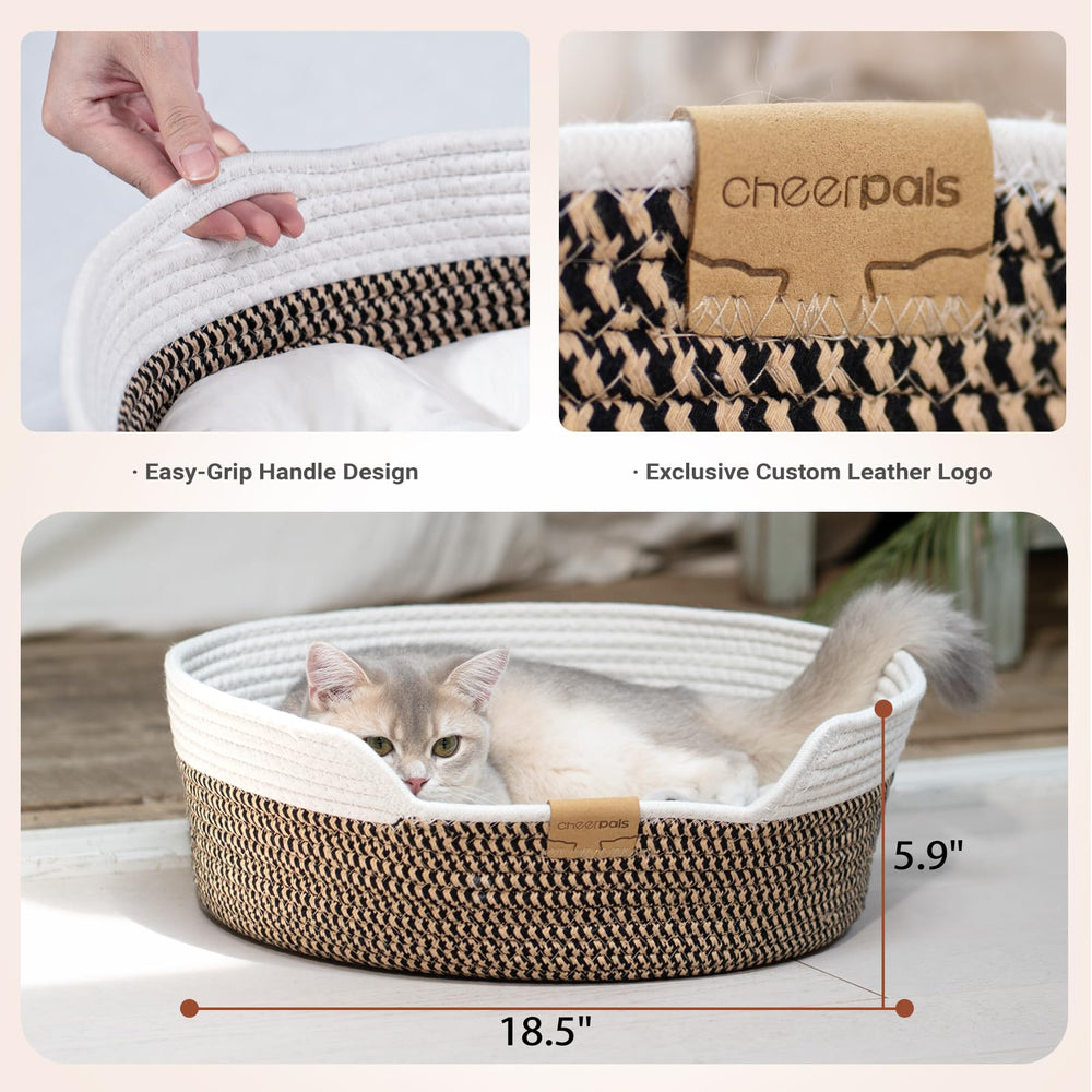 CHEERHOME PETS cat bed basket, cushion close-up showing high-density cotton fill.