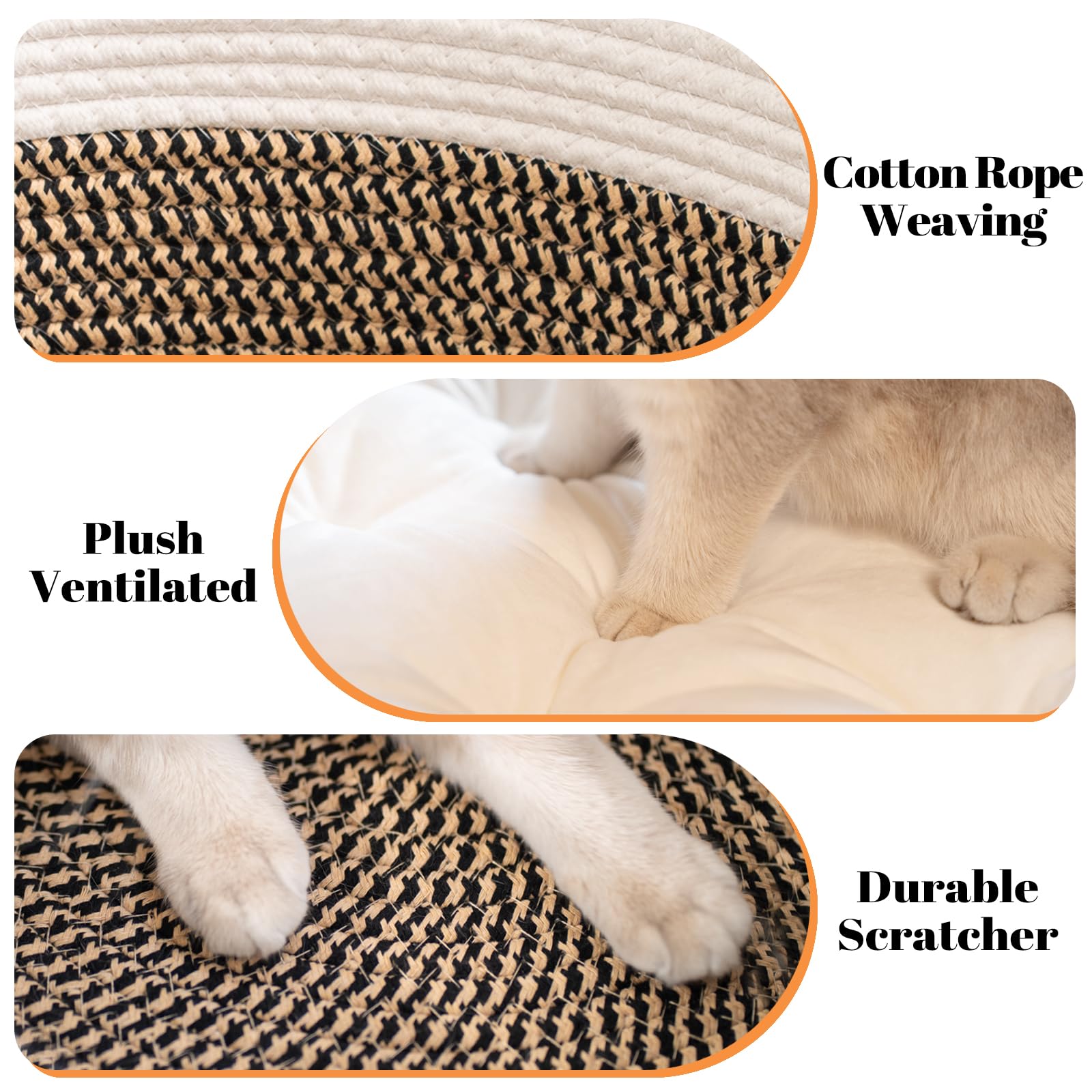CHEERHOME PETS cat bed basket, dimensions highlight 18.5 inch size.