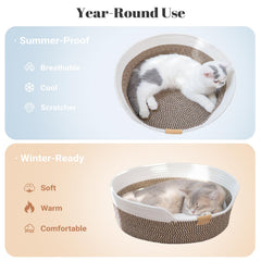 CHEERHOME PETS cat bed basket, interior view with cushion, warm retreat for cold days.