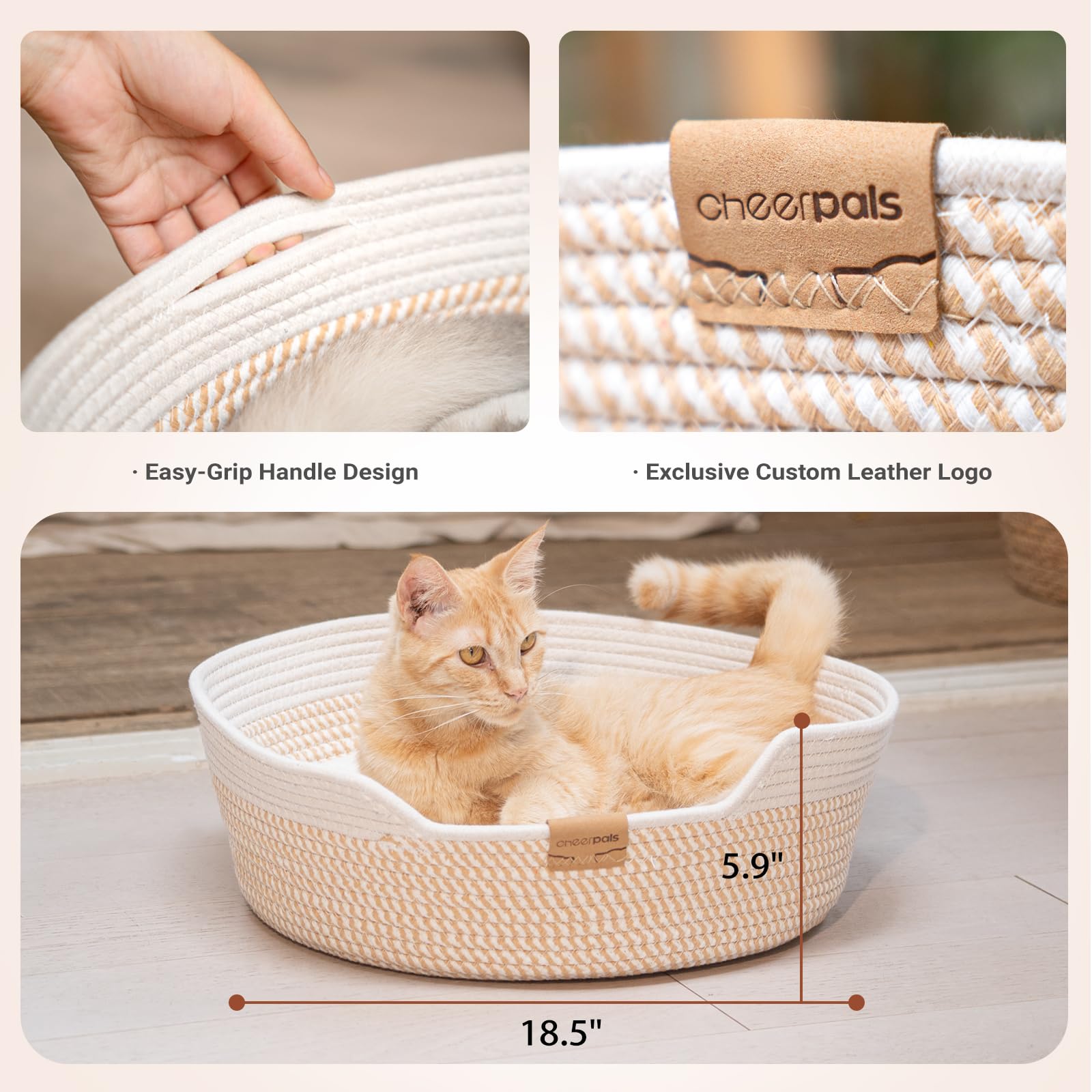 CHEERHOME PETS cat bed basket machine-washable—easy cleanup.