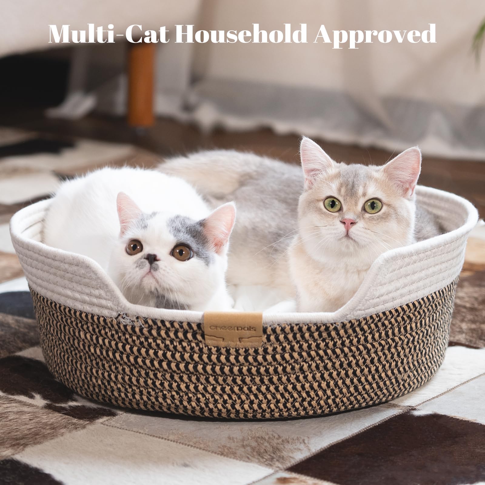 CHEERHOME PETS cat bed basket, machine-washable cushion and basket for easy cleaning.