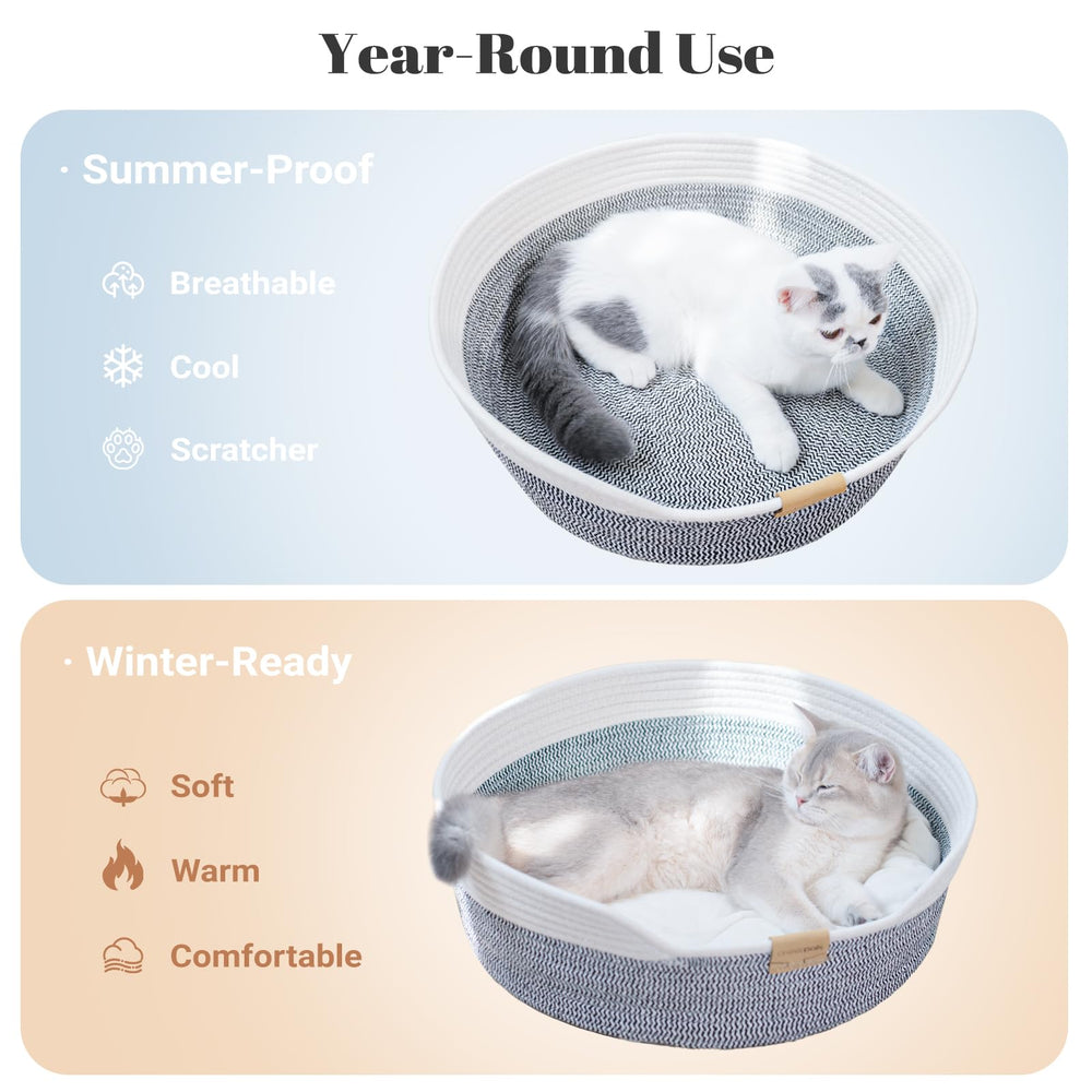 CHEERHOME PETS cat bed basket woven from breathable cotton rope