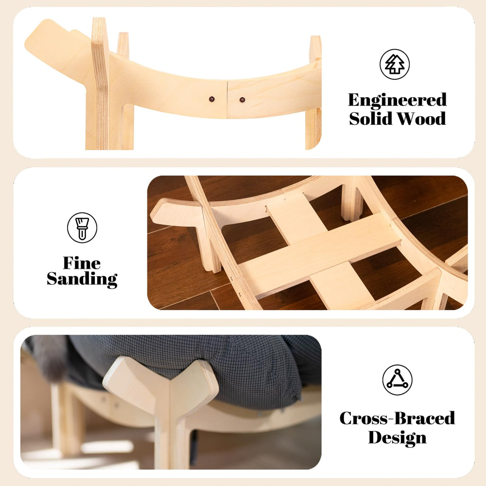 Cross joined wooden frame provides reliable support up to 40 pounds